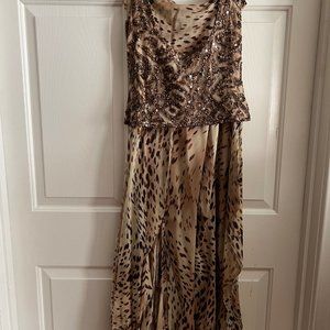 2 piece silk leopard print pant suit ELIE SAAB